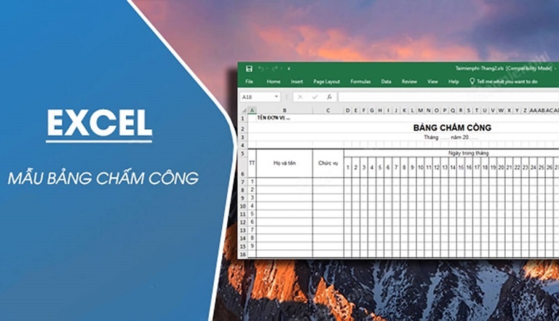 Lập bảng chấm công bằng excel