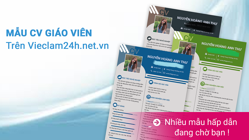Tải ngay mẫu cv giáo viên trên Vieclam24h.net.vn
