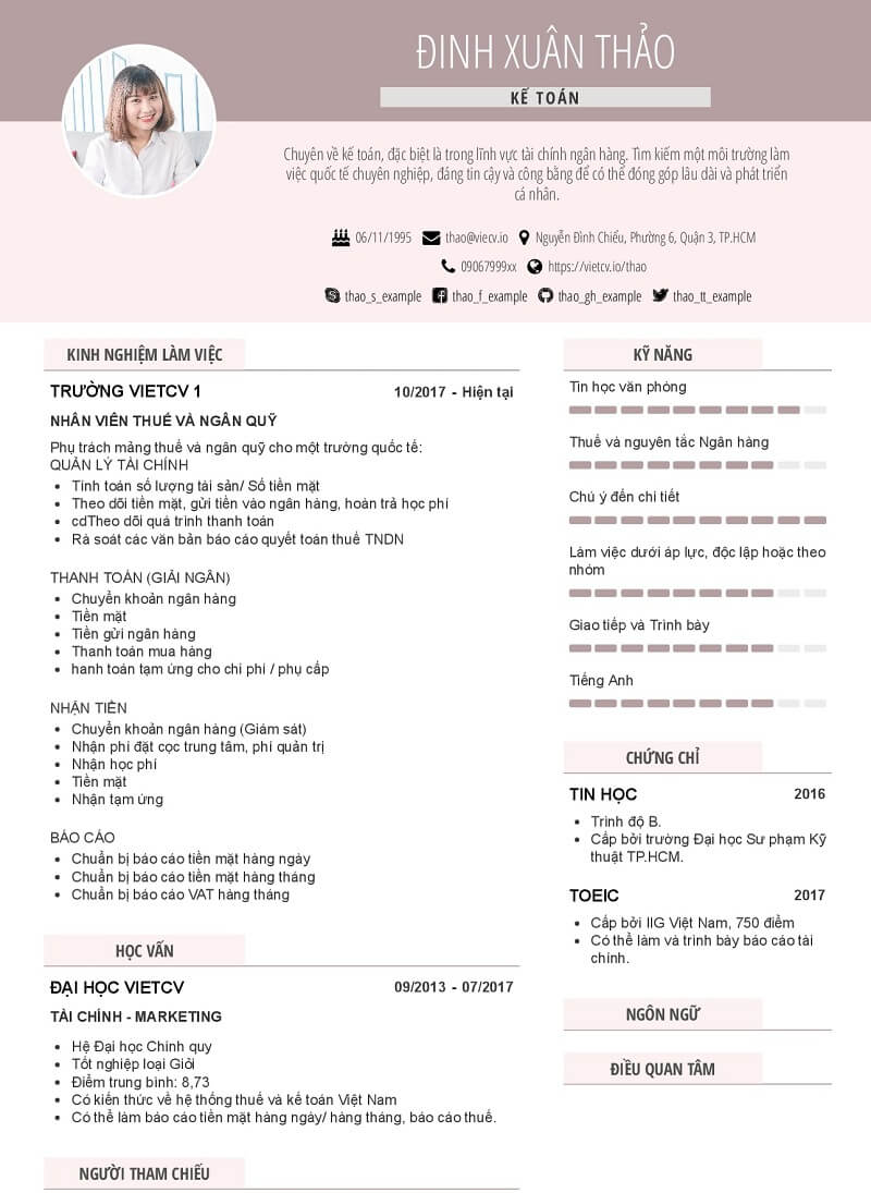 Cấu trúc của CV