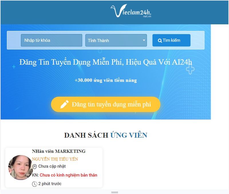 Đăng tin miễn phí, chất lượng tại Vieclam24h.net.vn