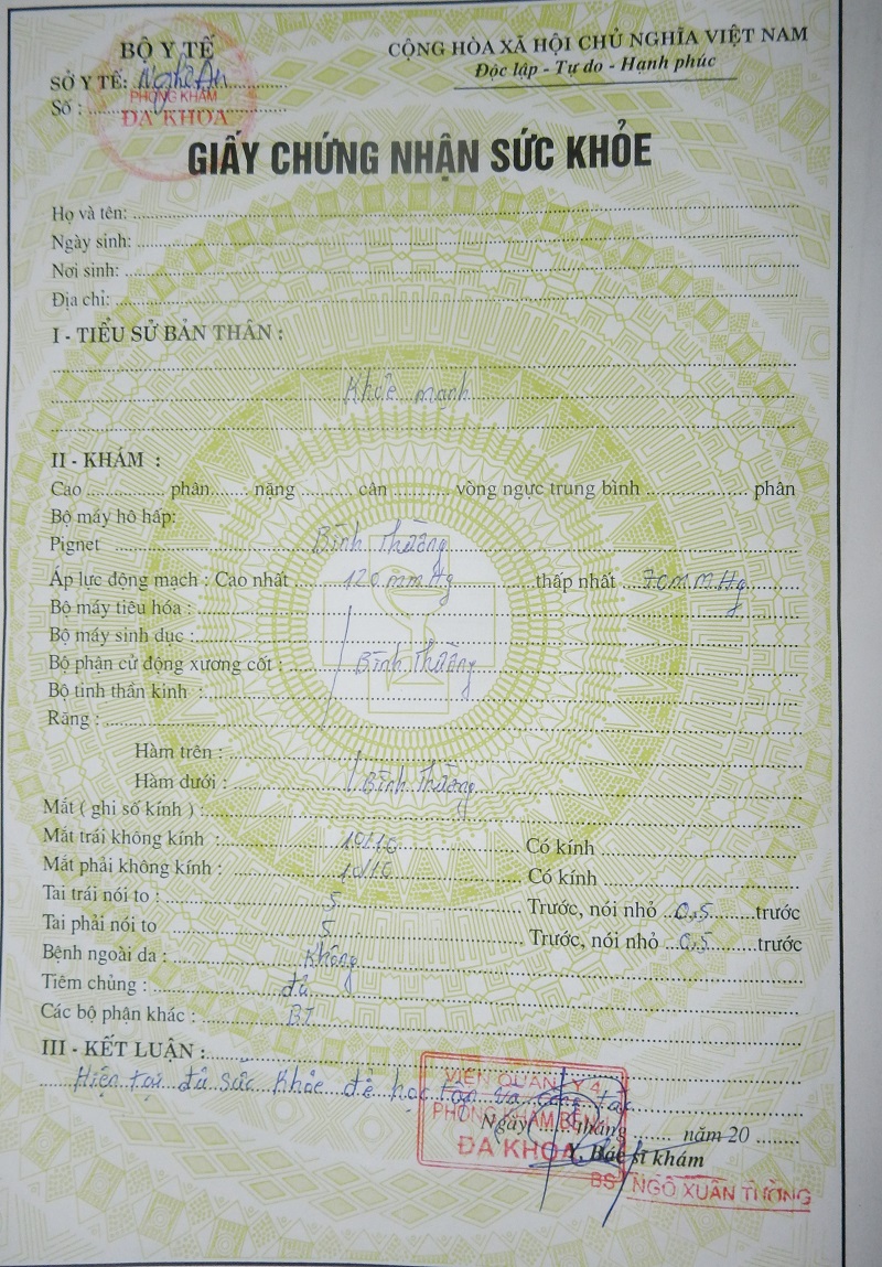 giấy khám sức khỏe là gì