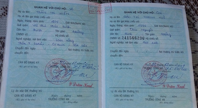 hộ sơ thay đổi sổ hộ khẩu 