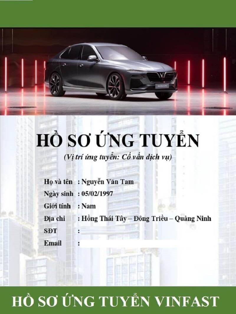 Hồ sơ ứng tuyển Vinfast chuẩn nhất