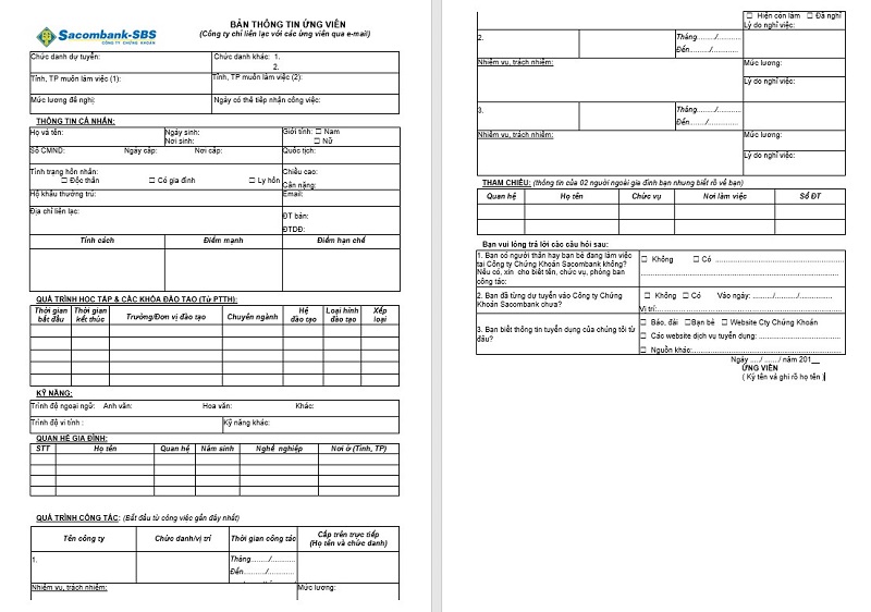 Quy trình tuyển dụng nhân sự tại Sacombank