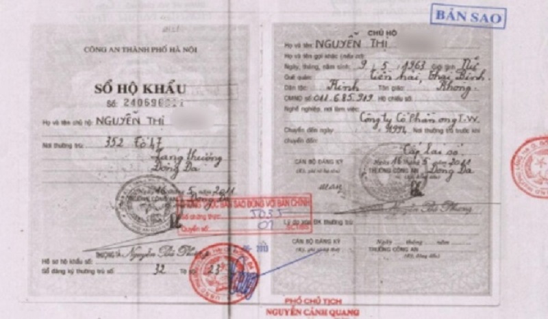 Bản photo sổ hộ khẩu