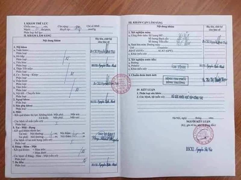 Giấy khám sức khỏe