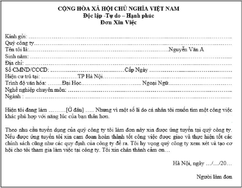 Đơn xin việc LG