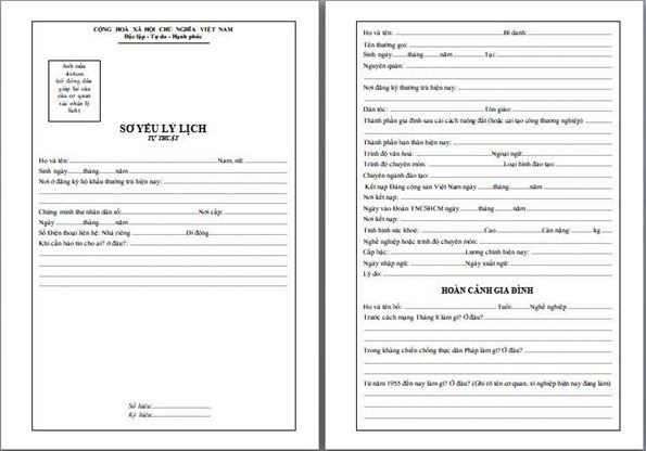 Bản sơ yếu lý lịch cần công chứng