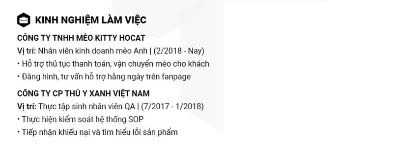 Kinh nghiệm làm việc trong CV chăn nuôi - thú y