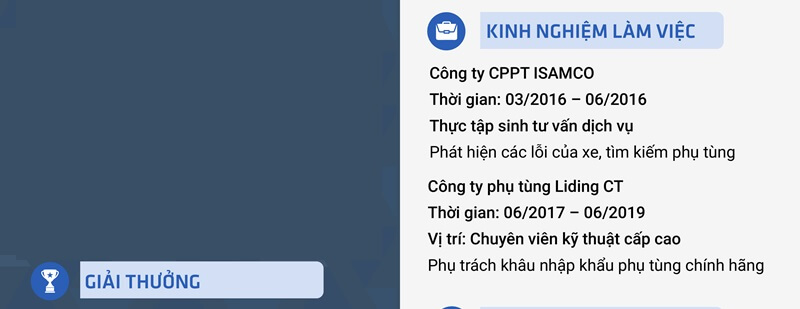 Phần kinh nghiệm làm việc trong CV kỹ thuật