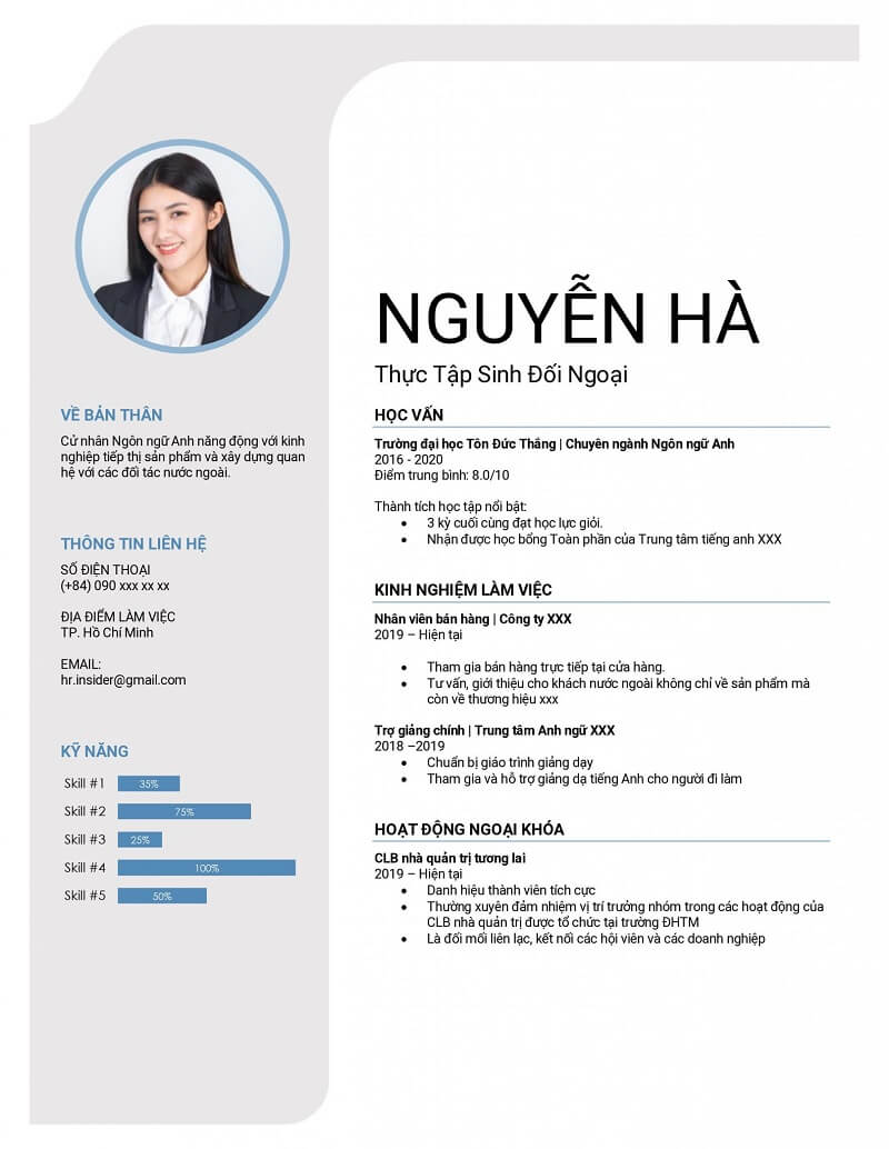 mẫu CV số 1
