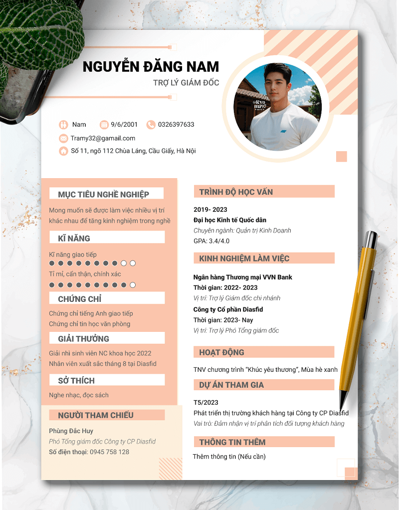 Mẫu CV xin việc thư ký - trợ lý