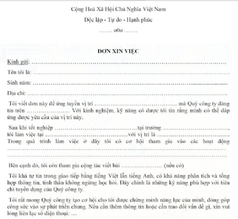 Những nội dung không thể thiếu trong đơn xin việc lái xe