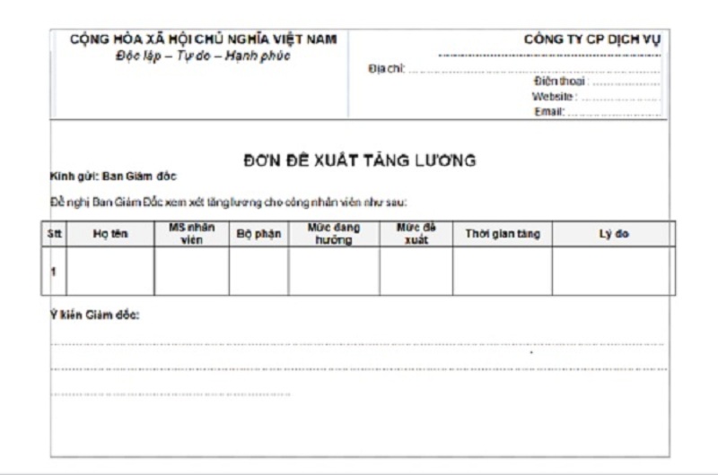 nội dung đơn đề xuất