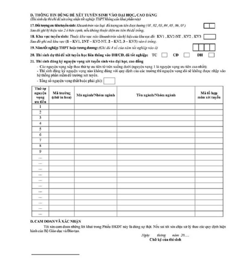 Thông tin đăng ký