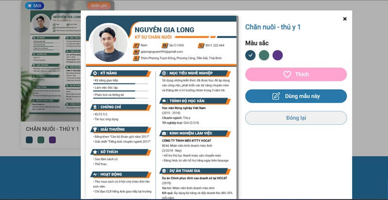 Tạo CV chăn nuôi - thú y online với Tuyendung3s - nền tảng tạo CV hàng đầu