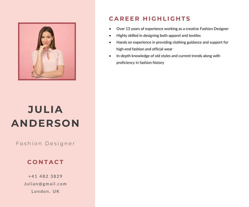 Phần thông tin cá nhân trong bản CV mỹ phẩm - thời trang