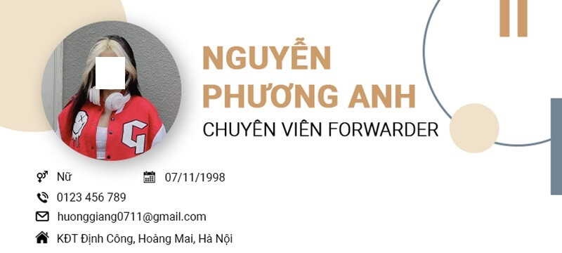 Phần thông tin cá nhân trong CV xin việc Logistic