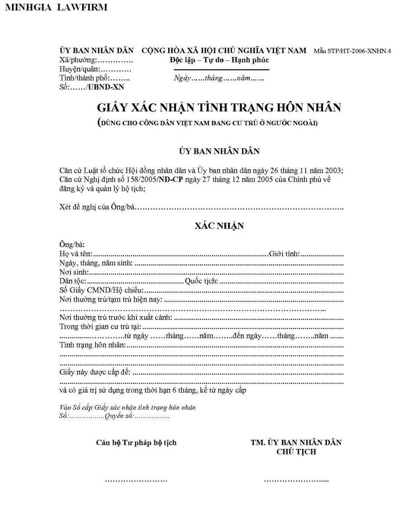 giấy tờ chuẩn bị xác nhận hôn nhân