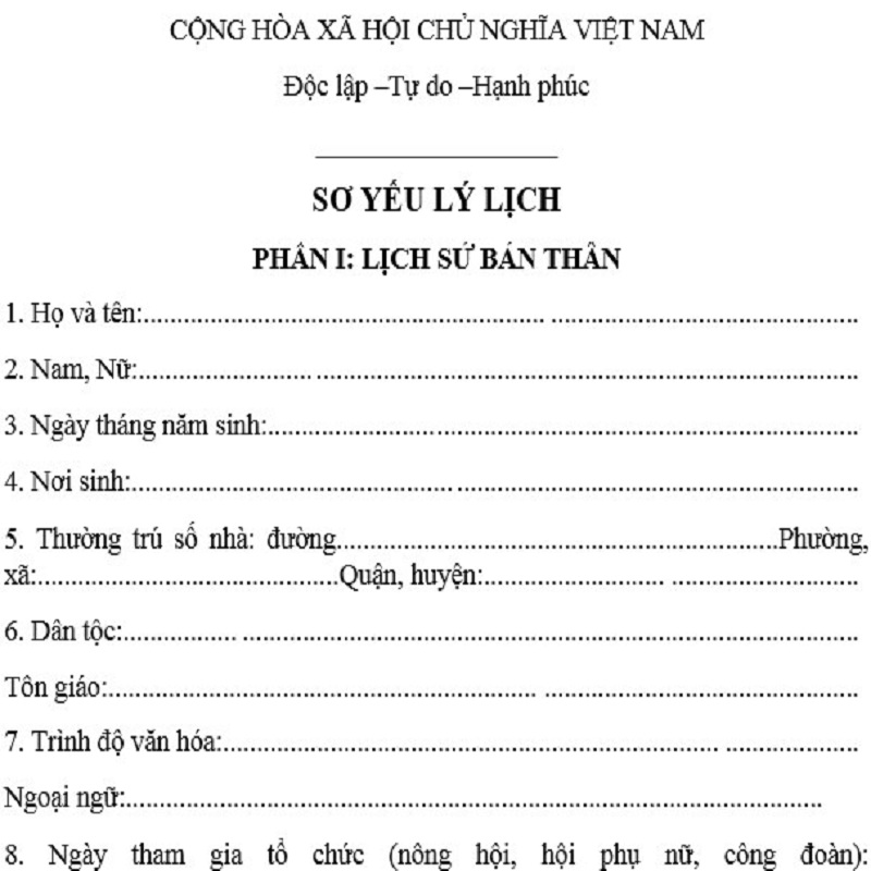 sơ yếu lý lịch