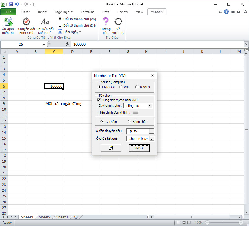 cách cài đặt VnTools để chuyển số thành chữ trong excel 2016